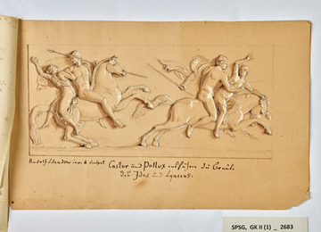 Schadow, Johann Gottfried: Raub der Töchter des Leukippos nach einem Marmorrelief von Rudolph (Ridolfo) Schadow im Marmorpalais in Potsdam, 1831/1845, SPSG, GK II (1) 2683.
